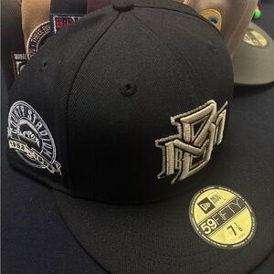 New Era Black 59FIFTY Fitted Cap with Embroidered Logos Milwaukee Brewers